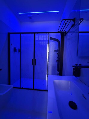 Habitación de lujo con 1 cama doble o 2 individuales, baño privado | Baño | Secador de pelo, zapatillas, toallas y jabón