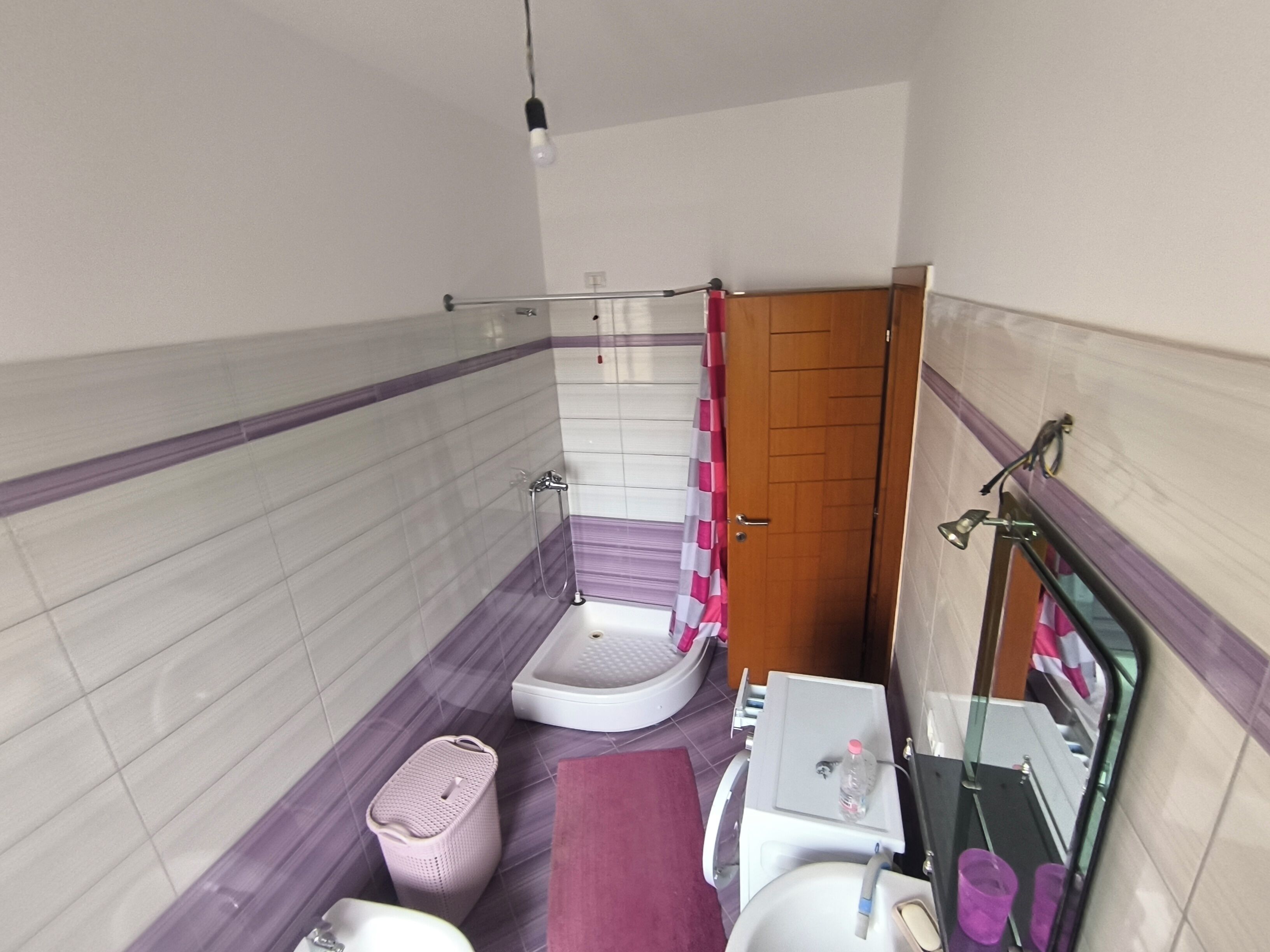 Shower, bidet, soap, toilet paper