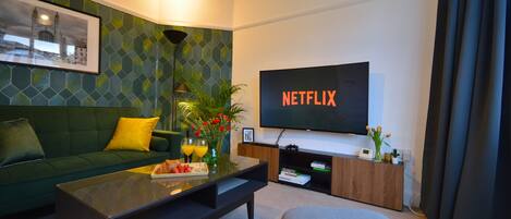 Smart TV, video games, DVD player, video library