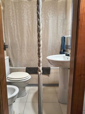 Haartrockner, Bidet, Handtücher, Seife