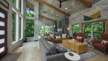 Smart TV, fireplace, table tennis, books