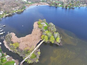 Aerial view - 3 Acre Private Island with 800 feet of sandy frontage (Wind Lake)