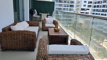 Deluxe Apartment, Balcony, Beach View | Property grounds