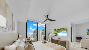 Premium bedding, blackout curtains, iron/ironing board, free WiFi
