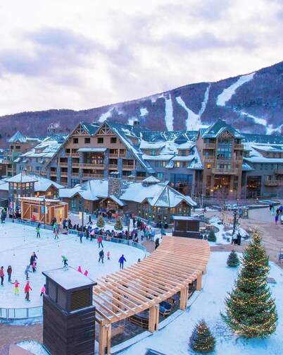 Cozy Ski-In/Ski-Out Stowe Lodge studio with Hot Tub, Views, & Fireplace