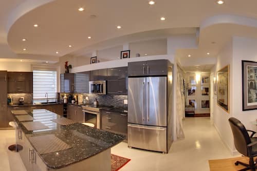 Luxury Suite, Kitchen, City View | Private kitchen
