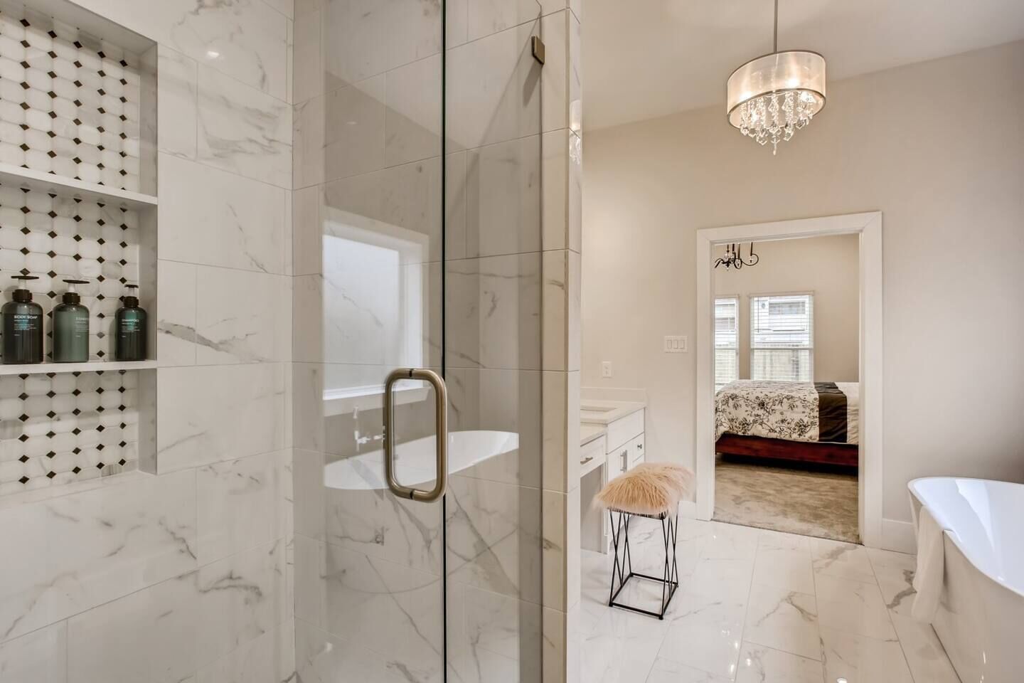 Hair dryer, bidet, towels, soap