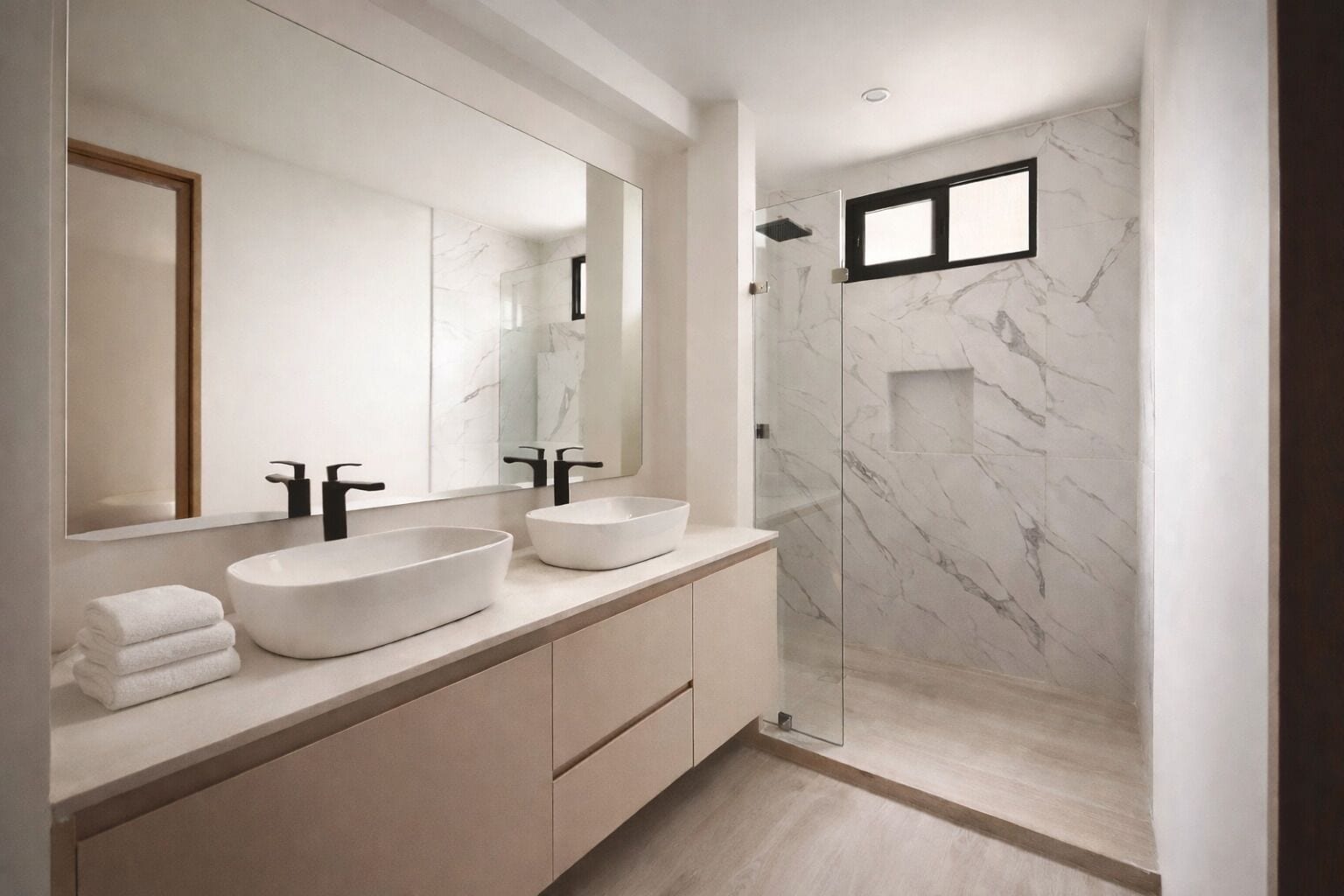 Appartamento Deluxe, vista giardino | Bagno | Doccia, asciugacapelli, asciugamani, sapone