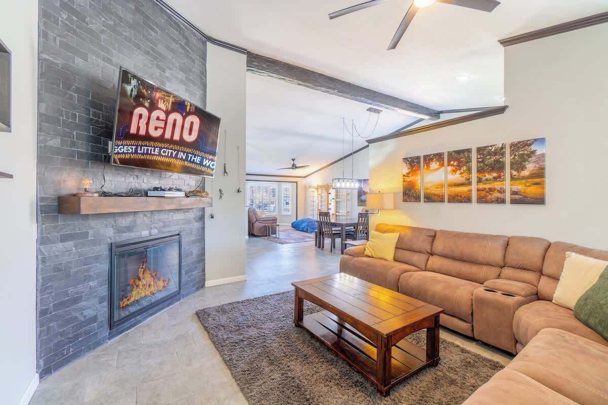 TV, fireplace, video games, offices