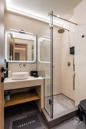 Regadera, secadora de cabello, bidet, toallas 