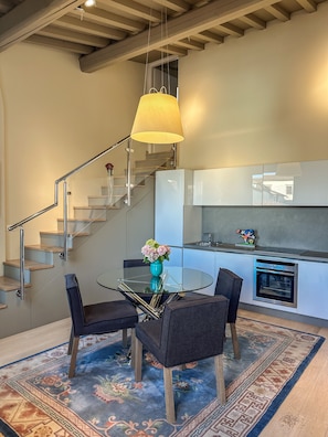 Design Apartment, 2 Bedrooms | Private kitchen | Fridge, microwave, stovetop, dishwasher