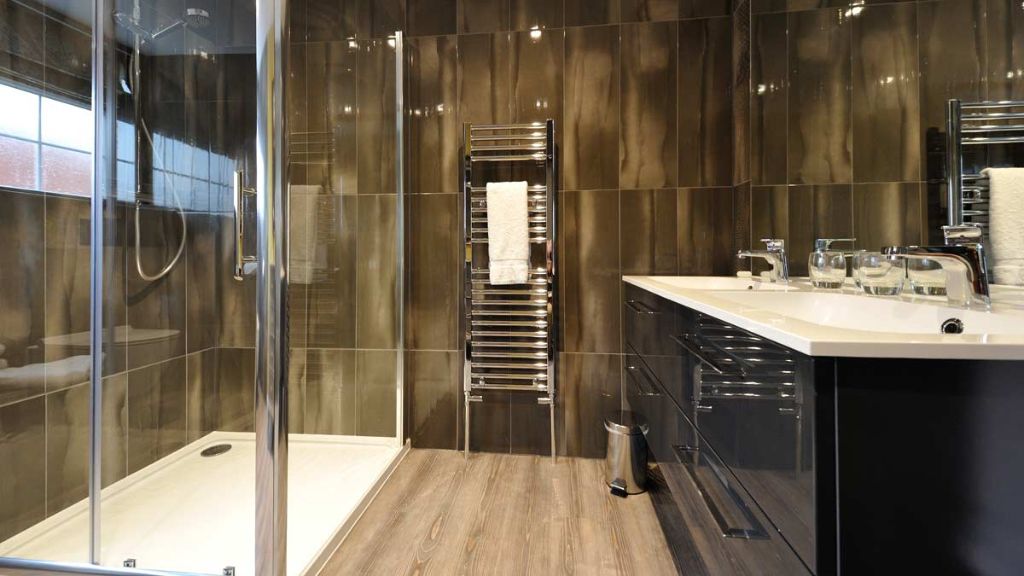 Shower, free toiletries, hair dryer