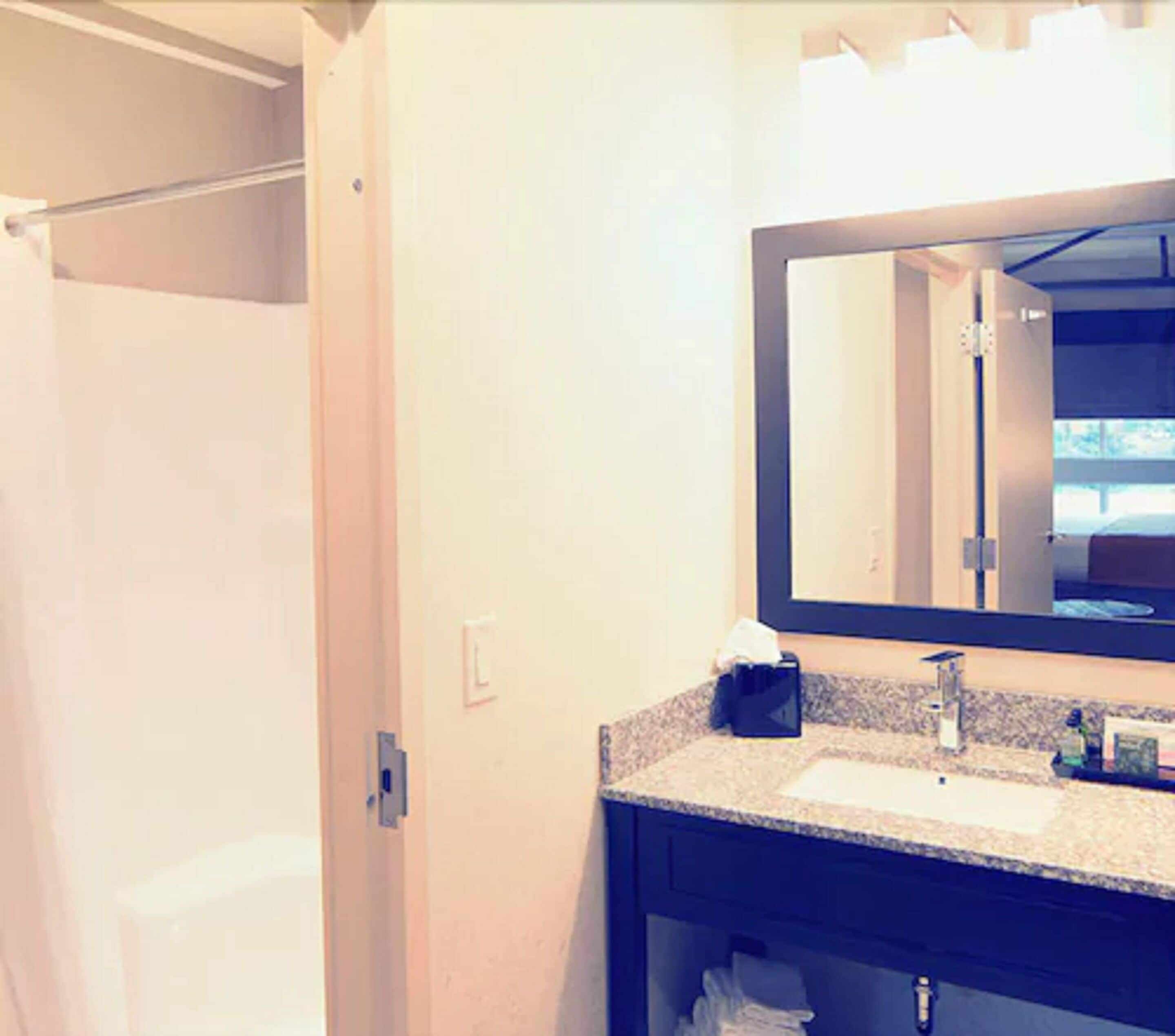 standard room, 1 king bed | bathroom | shower, free toiletries, hair dryer, towels