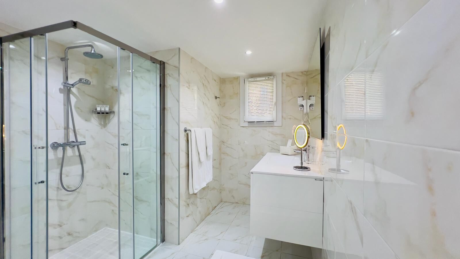 free toiletries, hair dryer, bathrobes, slippers