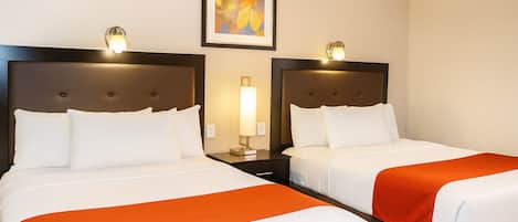 Room, 2 Queen Beds, Accessible, Microwave | 1 bedroom, desk, laptop workspace, iron/ironing board