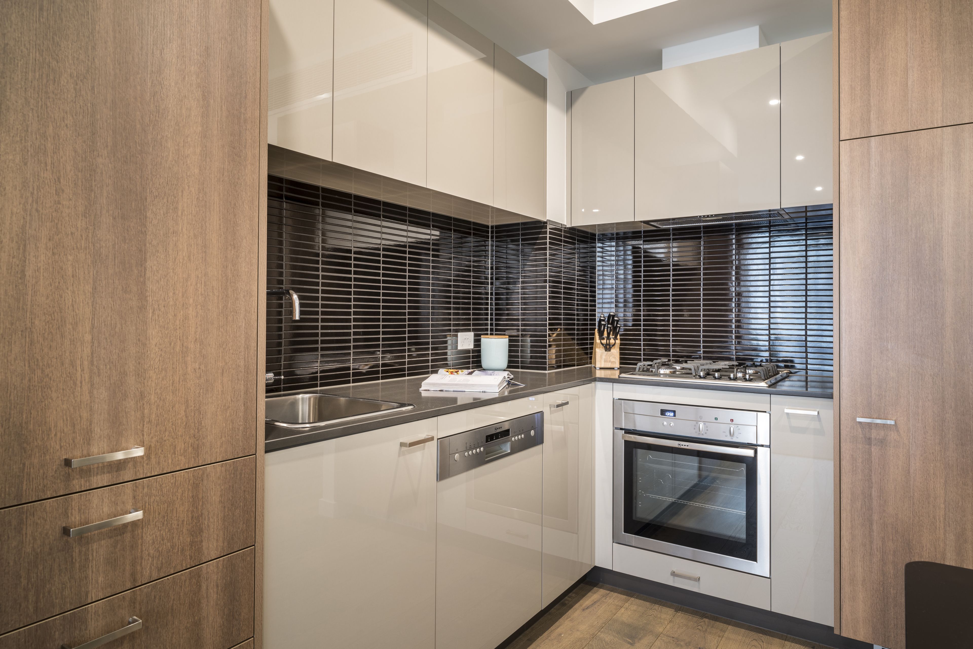 premium two bedroom apartment | private kitchen | full-sized fridge, microwave, oven, stovetop