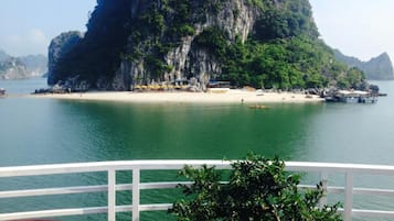 On the beach, white sand