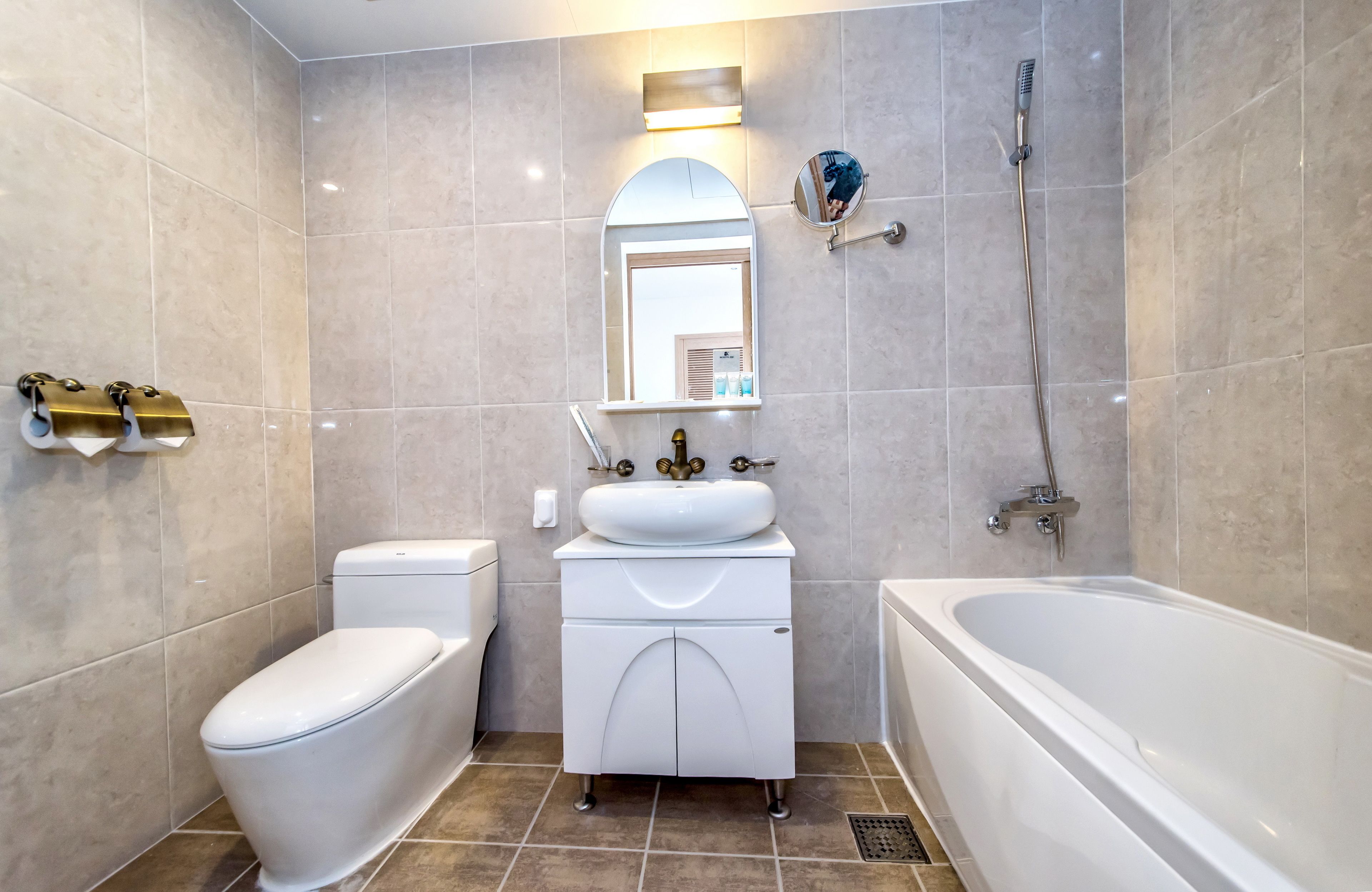 hair dryer, slippers, towels, soap