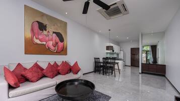 Standard Villa, 2 Bedrooms, Private Pool | Living area | Plasma TV, DVD player