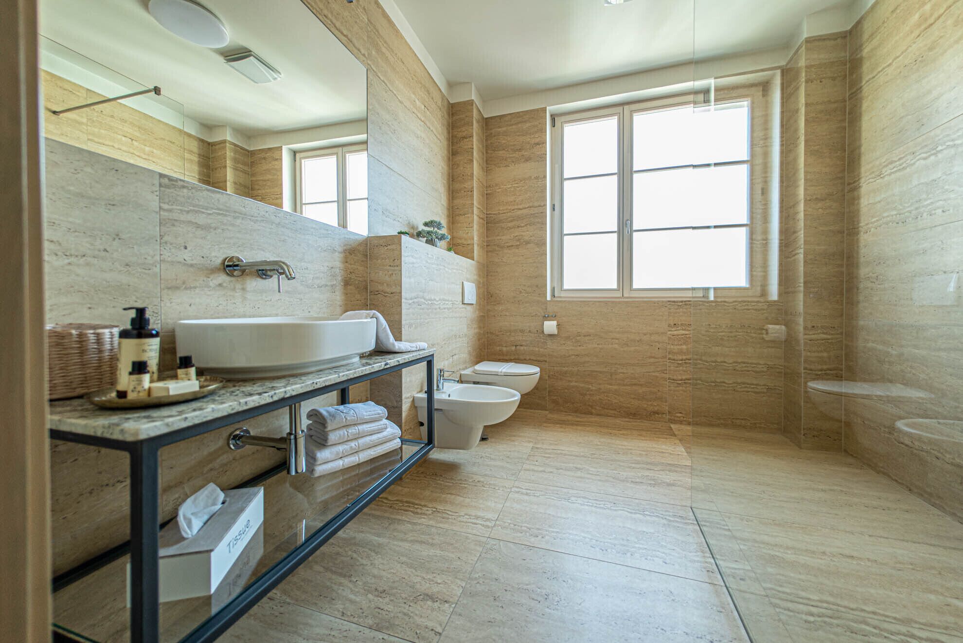 superior double or twin room | bathroom | shower, hair dryer, bathrobes, slippers