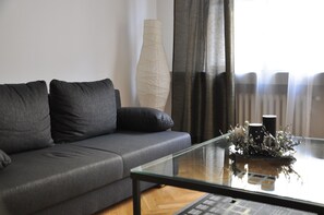 Deluxe Apartment, 1 Bedroom, Kitchen, City View | Living area - Metropolis Prague Apartments (Prague)