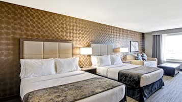 Room, 2 Queen Beds, Kitchenette | Desk, laptop workspace, blackout drapes, iron/ironing board