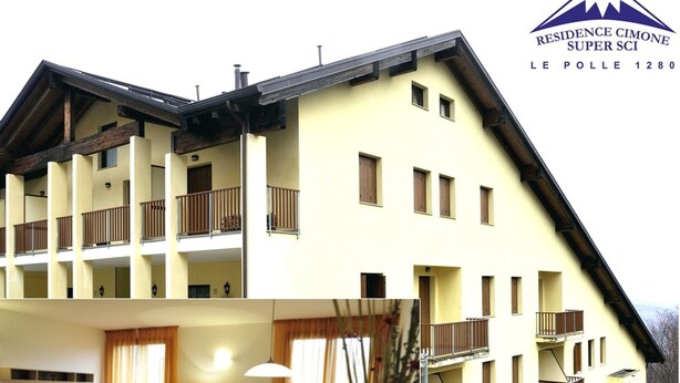 A multi-story building with balconies, a dining area, and a living room. - Residence Cimone (Riolunato)
