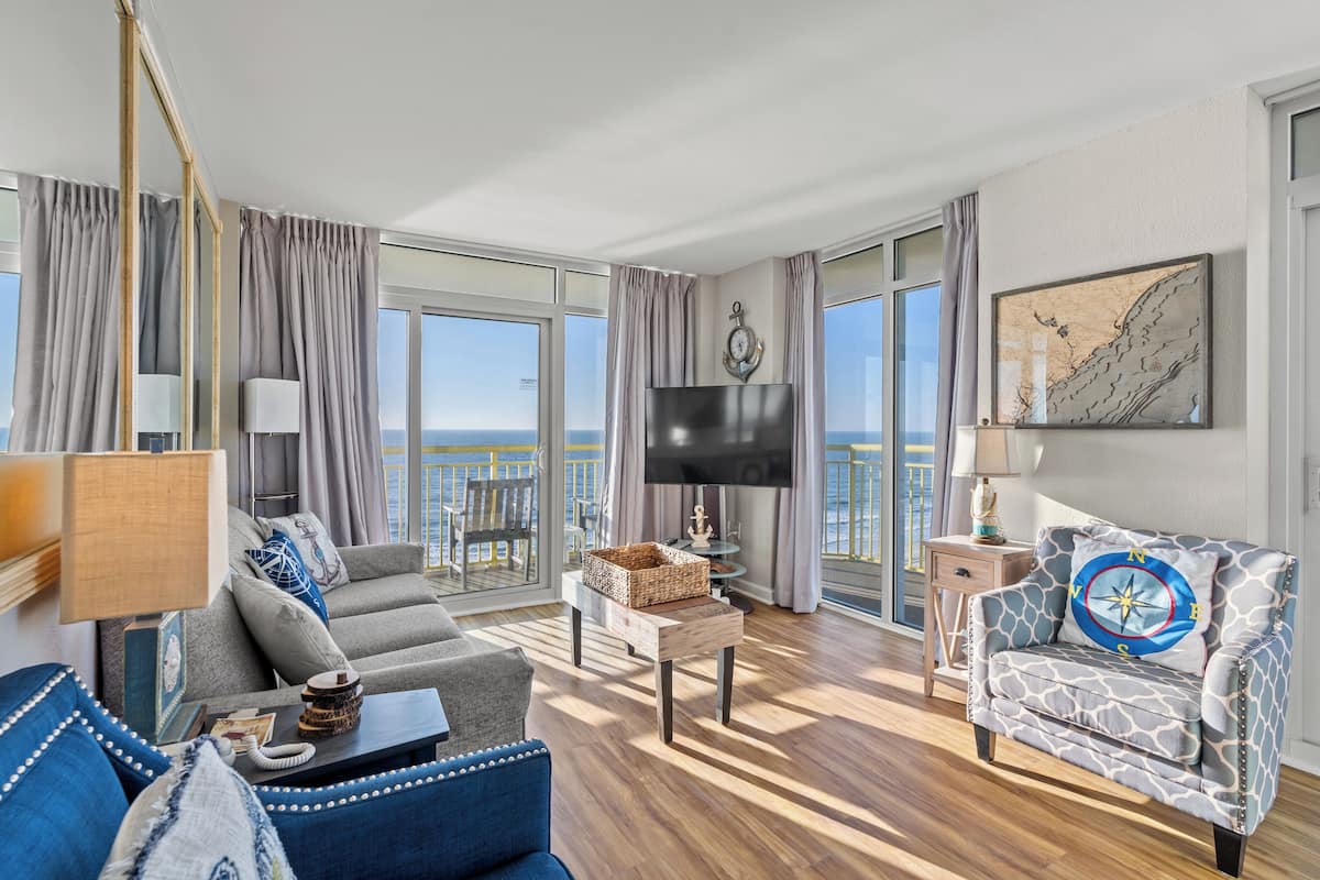 Condo, 2 Bedrooms, Ocean View, Oceanfront (840) | Living area | TV, DVD player