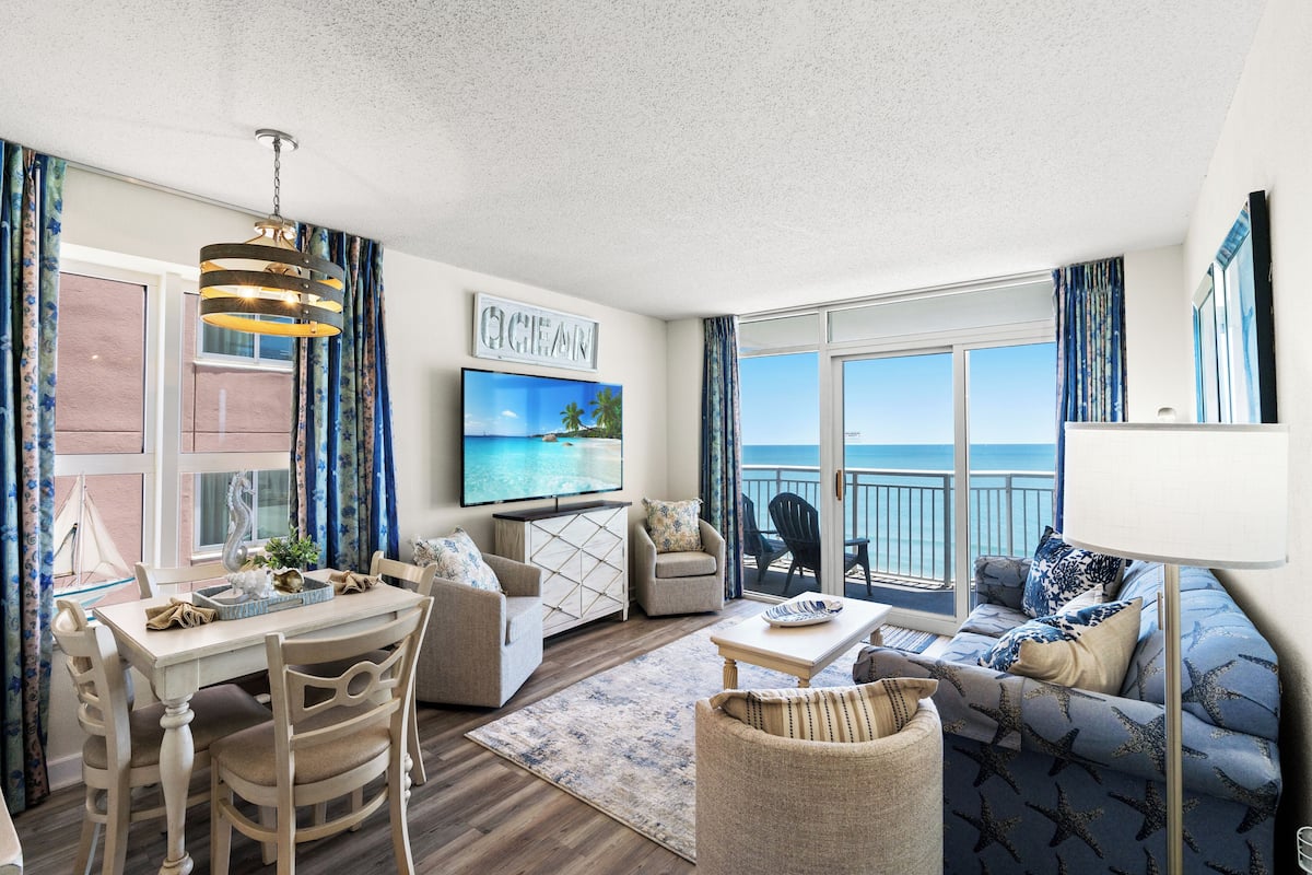 Condo, 2 Bedrooms, Ocean View, Oceanfront (1032) | Living area | TV, DVD player