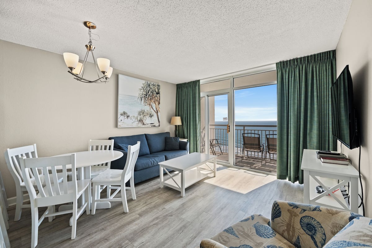 Deluxe Condo, 2 Bedrooms, Ocean View, Oceanfront (1008) | Living area | TV, DVD player