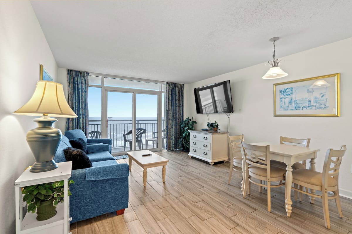 Condo, 1 Bedroom, Ocean View, Oceanfront (619) | Living area | TV, DVD player