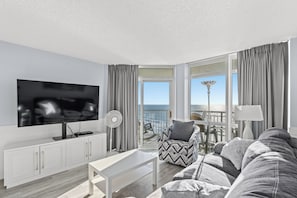 Condo, 2 Bedrooms, Ocean View, Oceanfront (612) | Living area | TV, DVD player