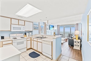 Condo, 2 Bedrooms, Ocean View, Oceanfront (932) | Private kitchen - Units at Bay Watch by Elliott Beach Rentals (North Myrtle Beach)