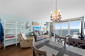 Luxury Condo, 1 Bedroom, Ocean View, Oceanfront (1413) | Living area | TV, DVD player