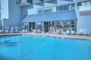 Indoor pool, outdoor pool, pool loungers - Bluewater Resort by Elliott Beach Rentals (Myrtle Beach)