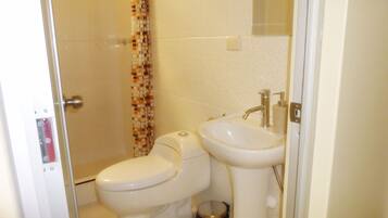 Kamar Double Standar, kamar mandi pribadi | Kamar mandi | Shower, perlengkapan mandi gratis, dan handuk