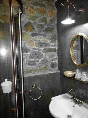 Shower, free toiletries, hair dryer