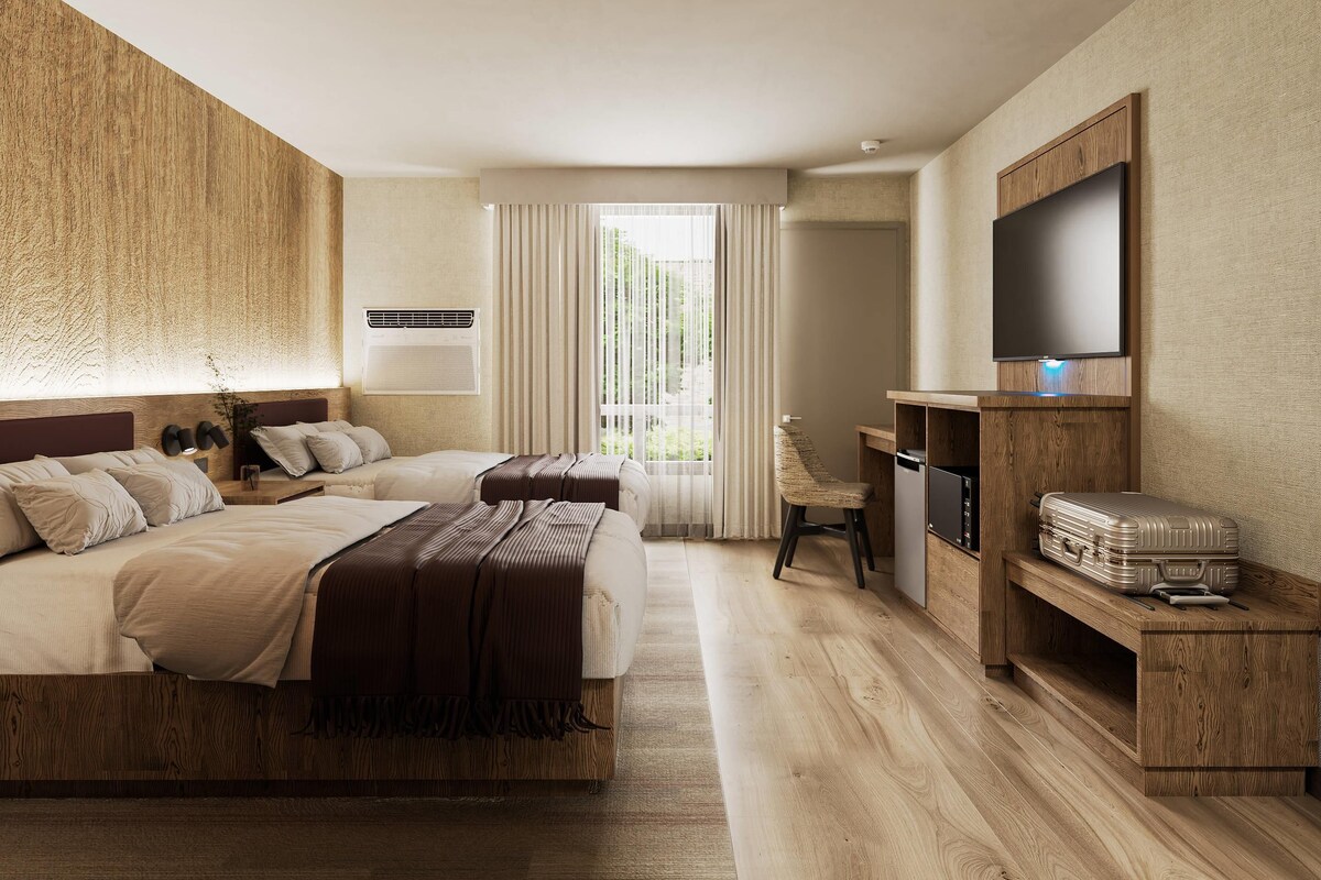 Standard Room, 2 Queen Beds, Non Smoking | Desk, laptop workspace, iron/ironing board (on request), WiFi (free)