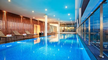 Indoor pool, open 6:00 AM to 9:00 PM, sun loungers