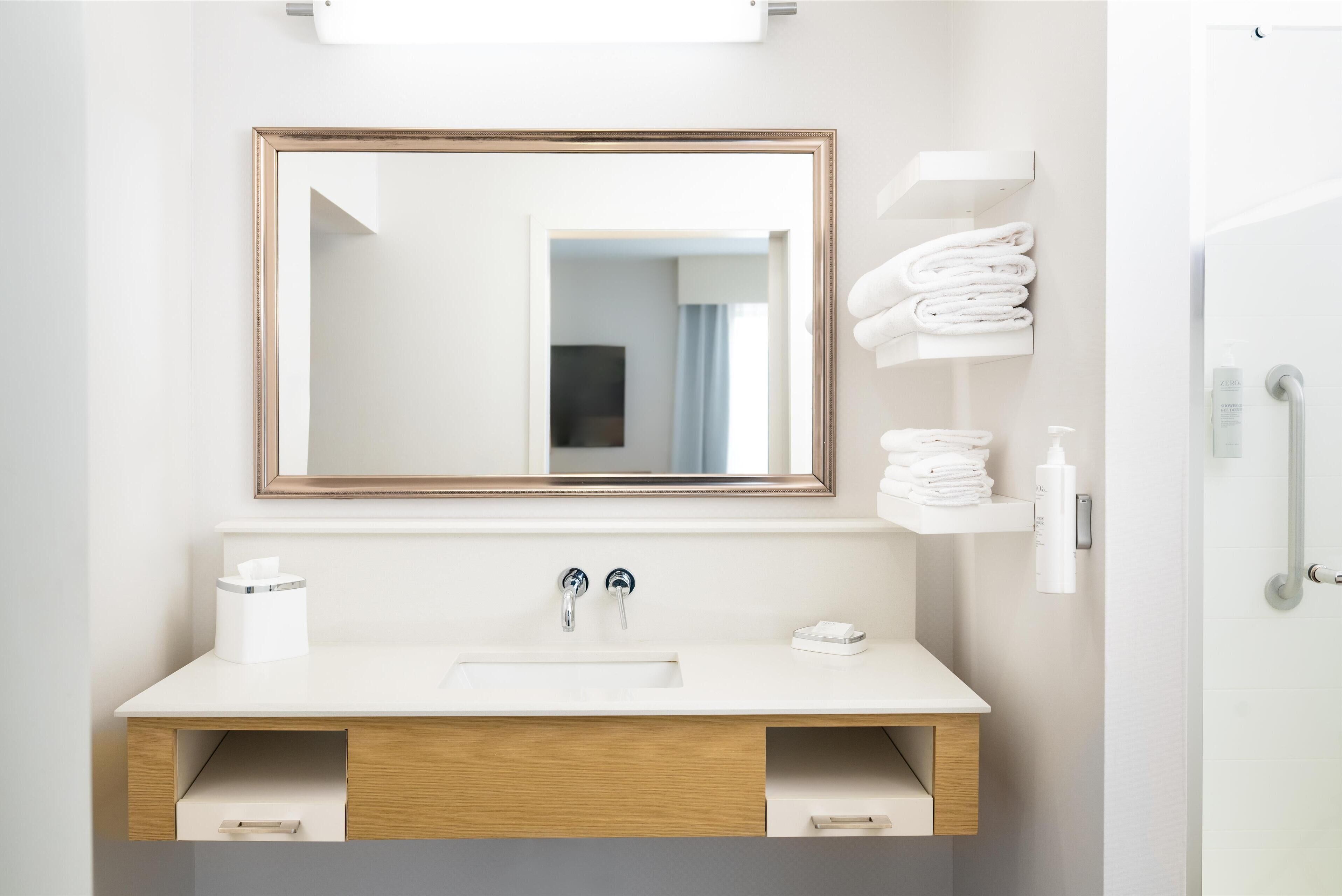 free toiletries, hair dryer, towels