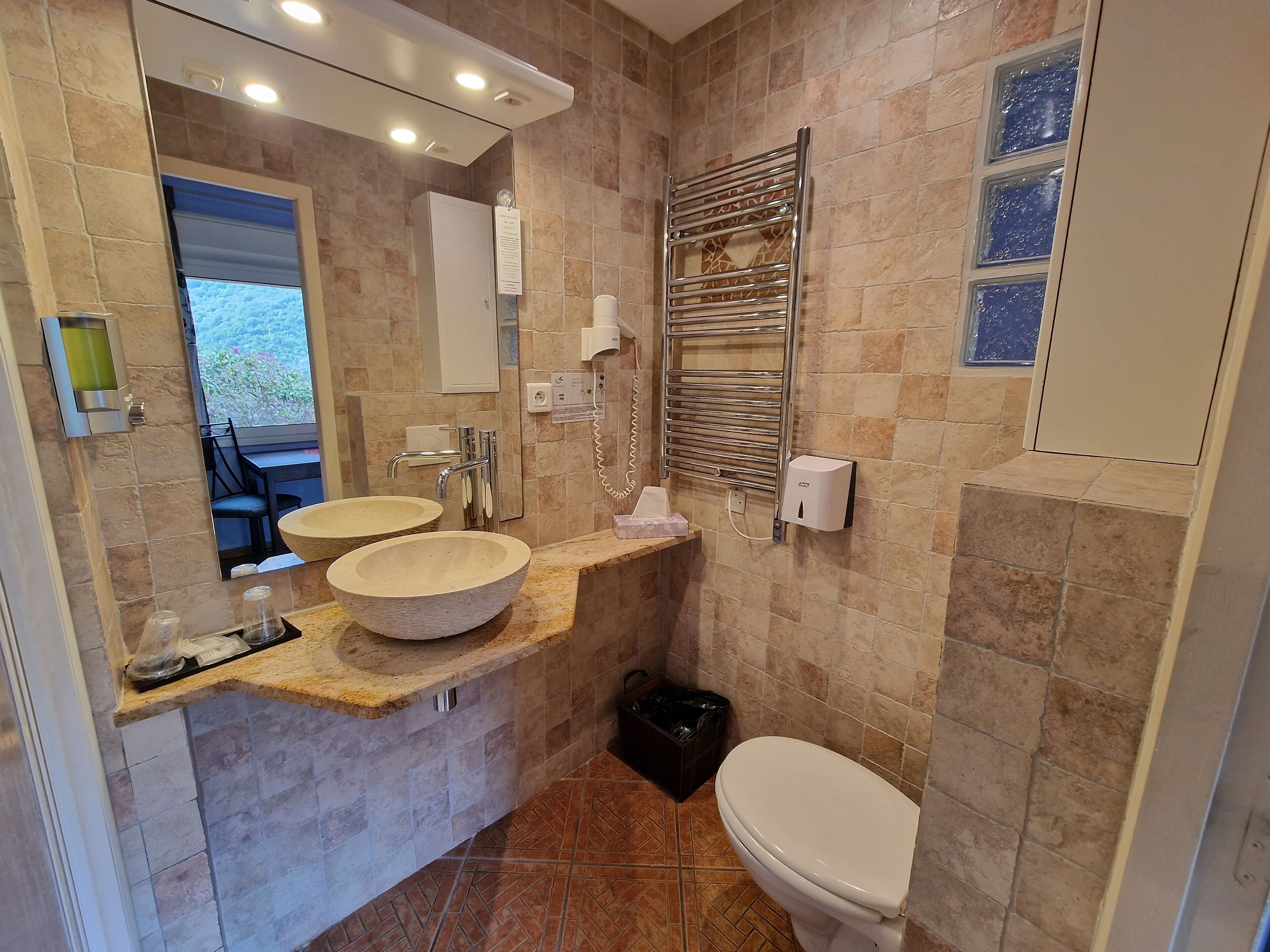 shower, eco-friendly toiletries, hair dryer, towels