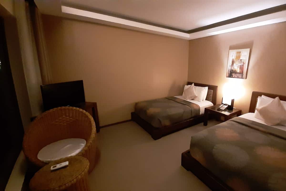 Deluxe Twin Room | Minibar, in-room safe, desk, blackout drapes