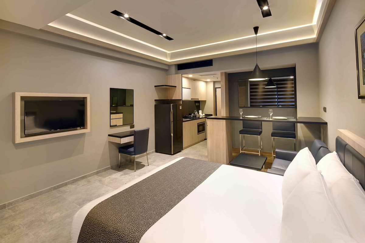 Studio Queen | In-room safe, iron/ironing board, free WiFi, bed sheets