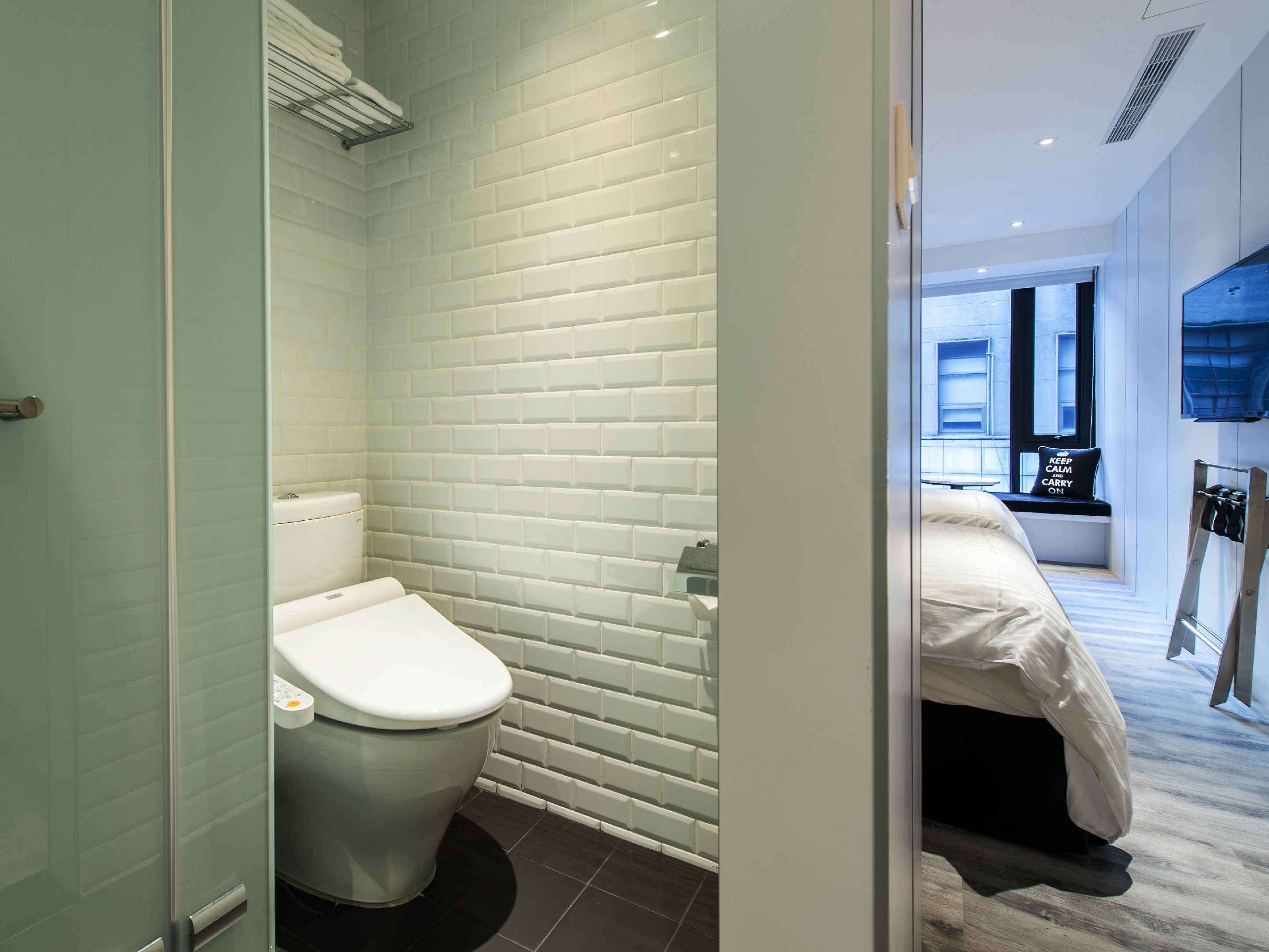 shower, hair dryer, slippers, bidet