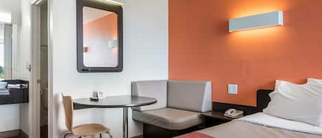 Desk, free WiFi, bed sheets