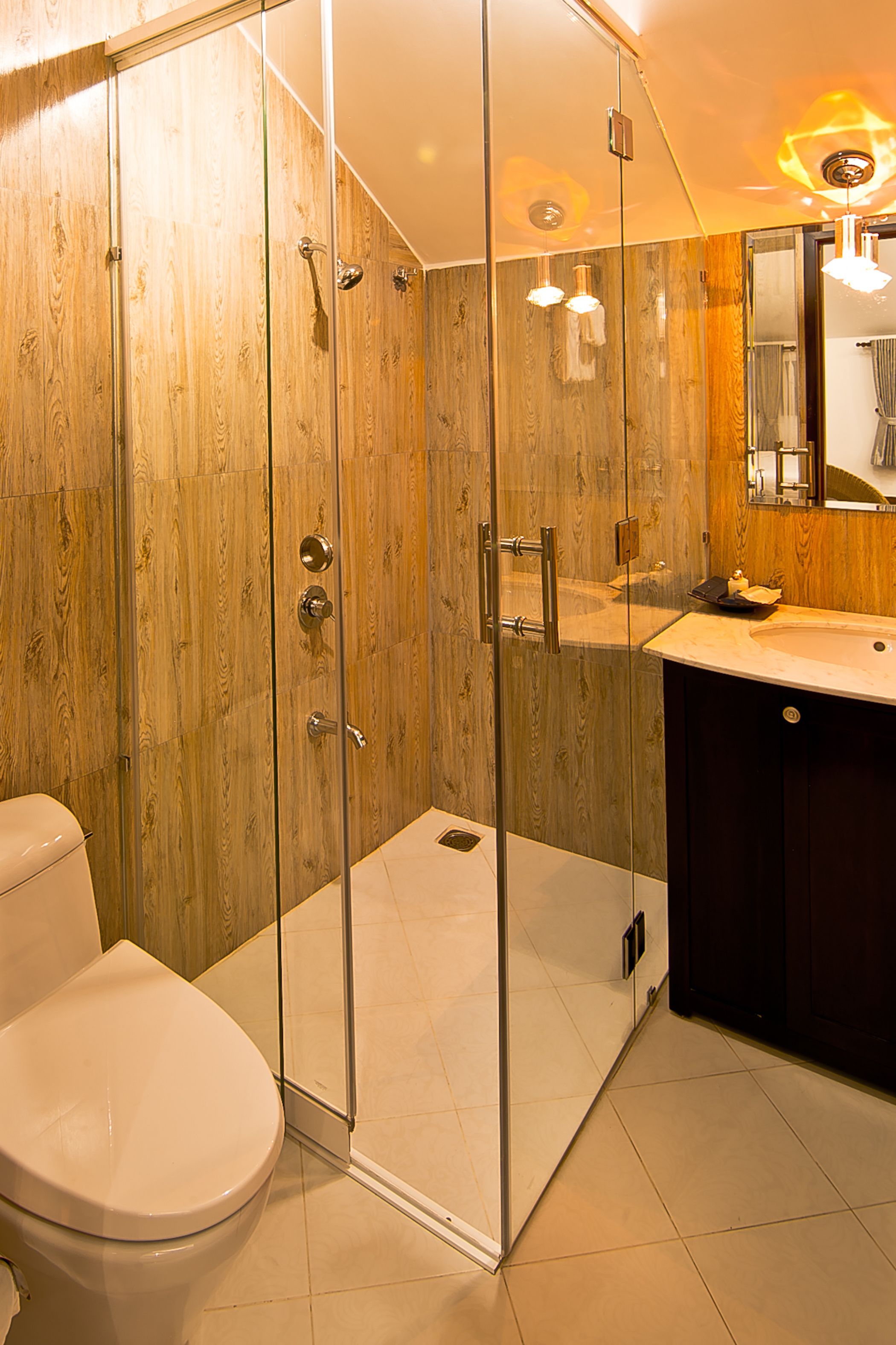 shower, free toiletries, hair dryer, slippers