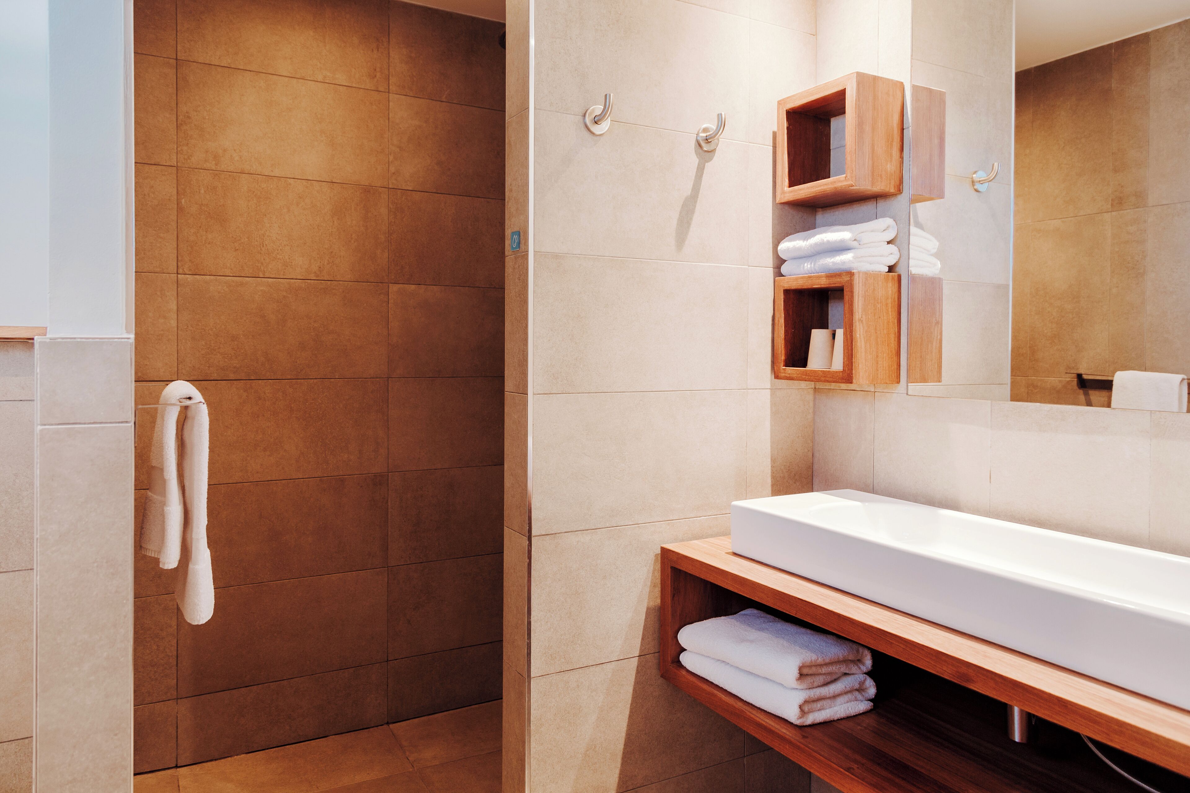 shower, free toiletries, towels