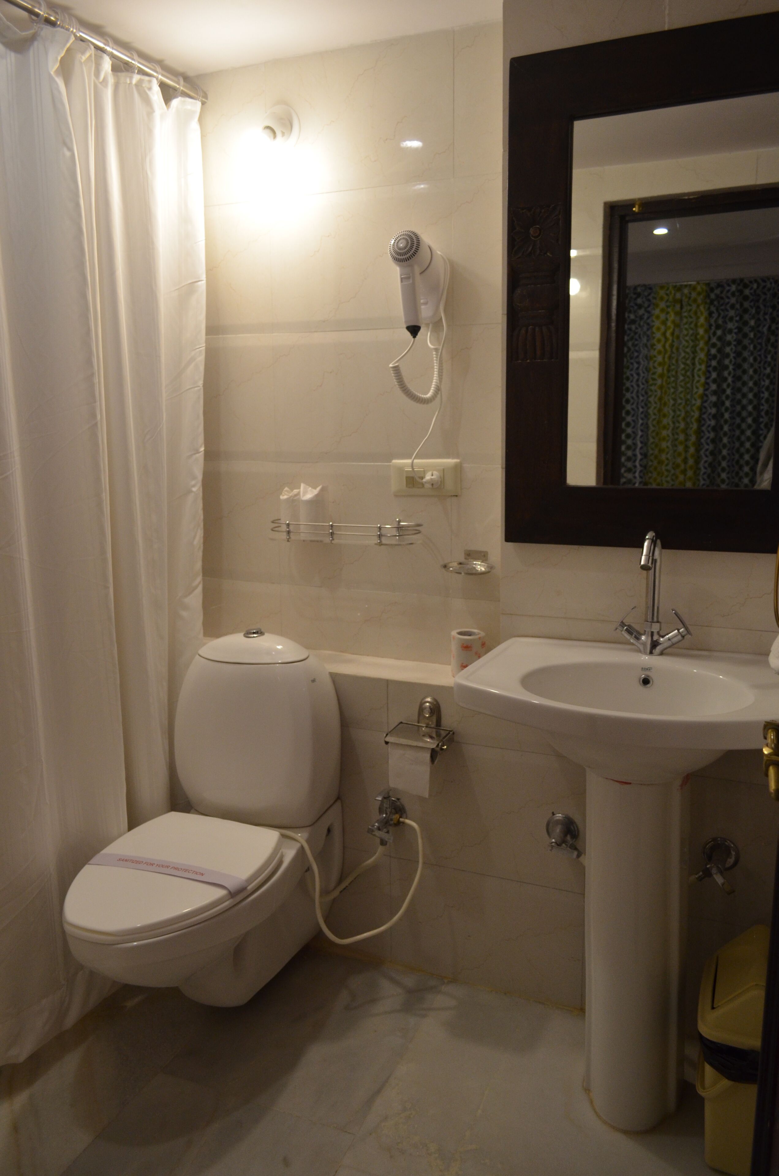deluxe room | bathroom | shower, designer toiletries, hair dryer, bidet
