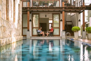 Outdoor pool, sun loungers