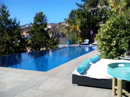 Outdoor pool, sun loungers